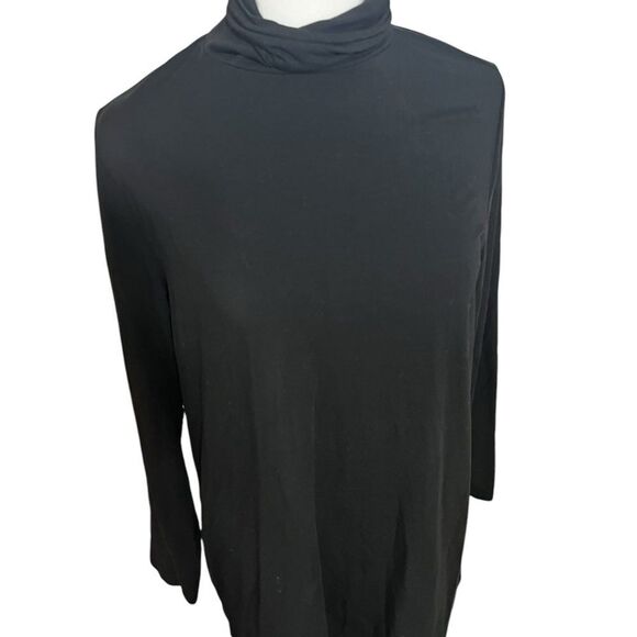 EILEEN FISHER Fine Jersey Scrunch Neck Top black small turtleneck - Picture 4 of 10